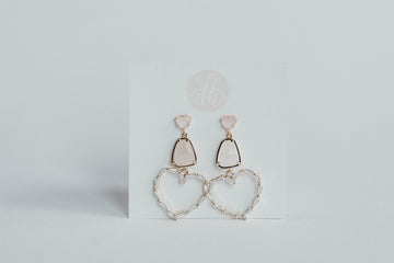 Rose Quartz Double Hearts Earrings || Daisy Holsenbeck
