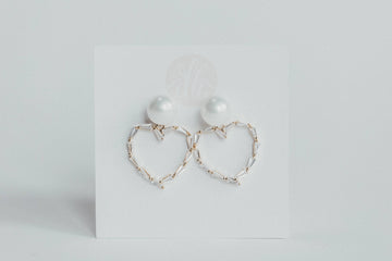 Pearl & Crystal Heart Earrings || Daisy Holsenbeck
