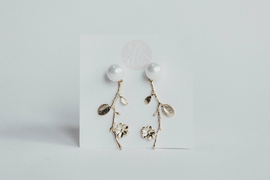 Floral Branches with Pearls Earrings || Daisy Holsenbeck