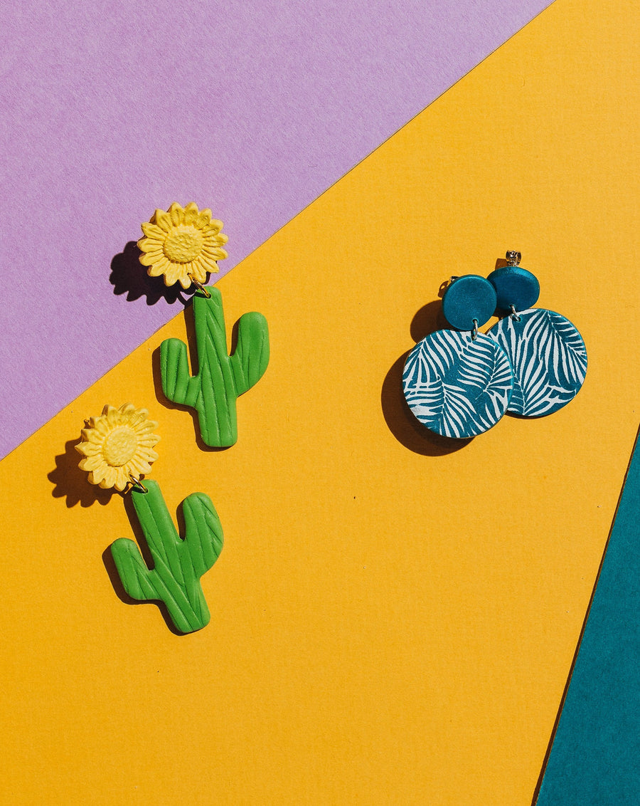 Cactus Polymer Clay Earrings || RC Clay Designs